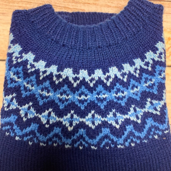 Vintage 80s Handmade Fair Isle Knit Pullover | Women’s Medium | Blue Tones - Picture 8 of 8